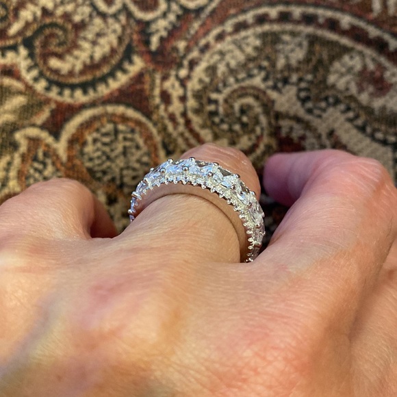 8mm Sterling silver Rhodium plated Eternity Wedding Band sizes 6 7 8 9 10 - Picture 6 of 13